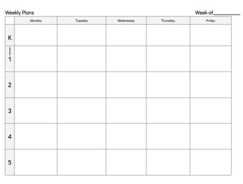 Preview of Editable One-Page Weekly Lesson Planning Calendar, Elementary Art / Music / PE