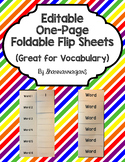 Editable One-Sheet Foldable Flip-Up Template (Perfect for Vocabulary)