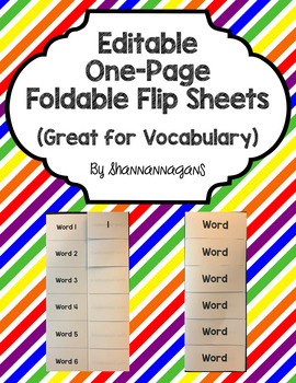 Preview of Editable One-Sheet Foldable Flip-Up Template (Perfect for Vocabulary)