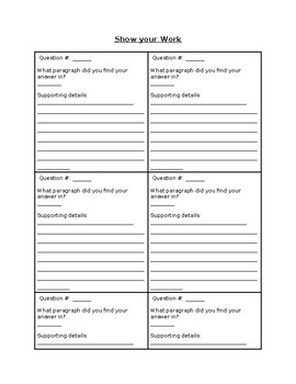 Preview of Editable Online Reading Assessment Template (Show Your Work)