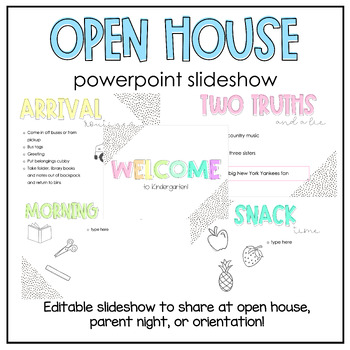 Preview of Editable Open House/Parent Night/Orientation Slideshow Bright Pastels