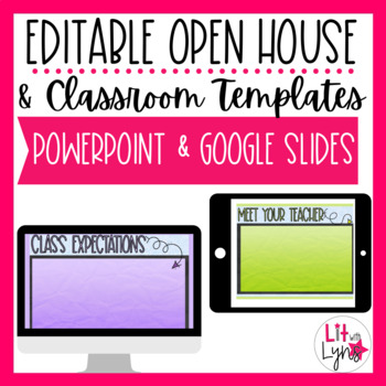 Preview of Editable Open House Presentation, Classroom Templates - PowerPoint Google Slides