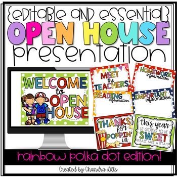 Preview of {Editable} Open House Presentation Essentials- Rainbow Polka Dot Edition!