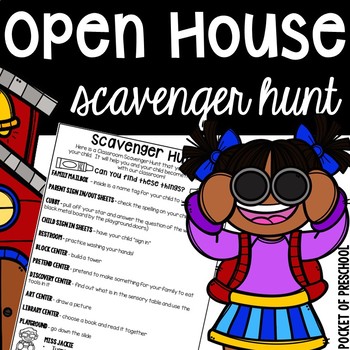 Preview of Editable Open House Scavenger Hunt for Little Learners