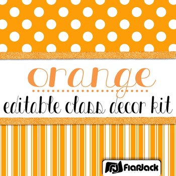 Preview of Editable Orange Color Scheme Class Decor Kit