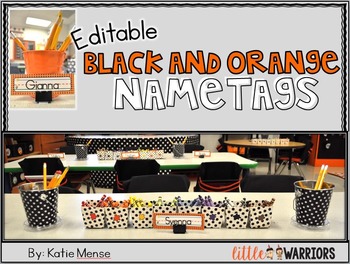 Preview of Editable Orange and Black Mini Nametags