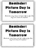 Picture Day Reminder Note