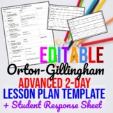 Editable Orton-Gillingham ADVANCED 2-Day Lesson Plan and S