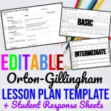 Editable Orton-Gillingham Lesson Plan Template & Leveled S