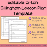 Editable Orton-Gillingham Lesson Plan Template (with data 