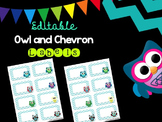 Editable Owl and Blue Chevron Labels (Small, Avery 2x4)
