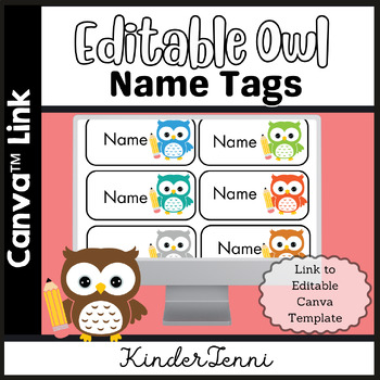 Preview of Editable Owl Name Tags - Canva Link