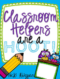 Editable Owl Themed Classroom Helper Signs