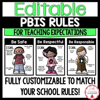 PBIS Rules & Classroom Expectations editable by Little Learning Ladybugs