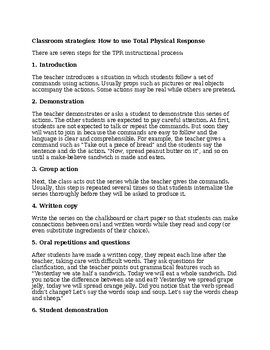 Preview of PD for Classroom strategies: How to use Total Physical Response(TPR)? (Editable)