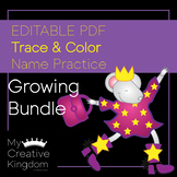 Editable PDF Trace and Color Name Practice Growing Bundle