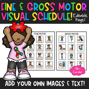 Preview of Editable PEC Therapy Gross & Fine Motor Cards | Visual Schedule | ABA Therapy