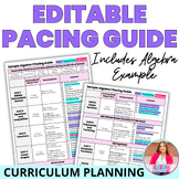 Editable Pacing Guide Template for Teachers Algebra Sample