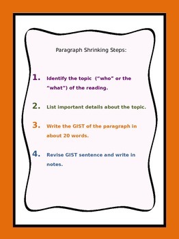 Preview of Editable Paragraph Shrinking Poster/Anchor Chart