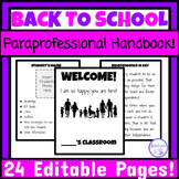 Editable Paraprofessional Handbook Training Special Educat