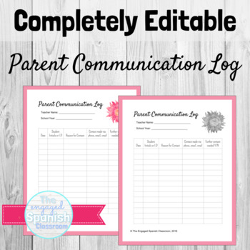 Preview of Editable Parent Communication Log