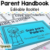 Editable Parent Handbook for Back to School | in Spanish