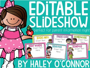 Preview of Editable Back to School Slideshow {Curriculum Night, Open House, Parent Night}