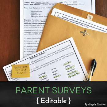 Preview of Editable Parent Surveys and Parent Volunteer Form
