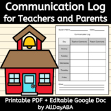 Editable Parent Teacher Back to School Communication Log w