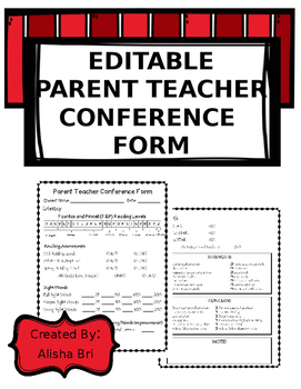 Preview of Editable Parent Teacher Conference Form