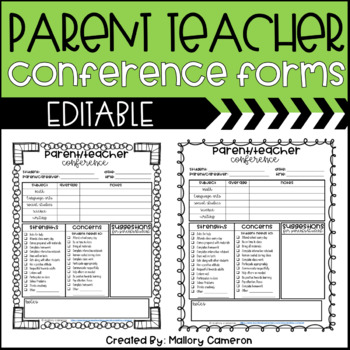 Preview of Editable Parent Teacher Conference Form
