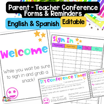 Preview of Editable Parent Teacher Conference Forms & Sign In Sheet - English & Spanish