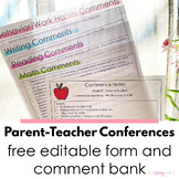 Editable Parent-Teacher Conference Note Form | Academic & 
