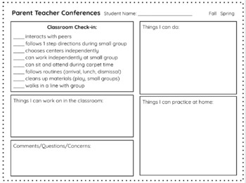Preview of Editable Parent Teacher Conference Planning Form