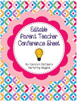 Preview of Editable Parent Teacher Conference Sheet