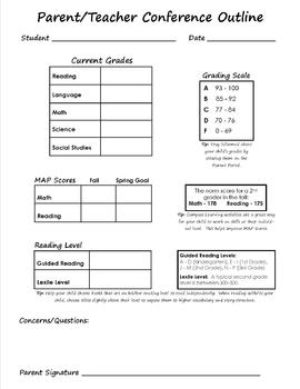 Preview of Editable Parent/Teacher Conference Form