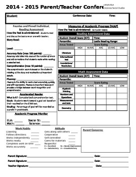 Preview of Editable:  Parent/Teacher Conference Form