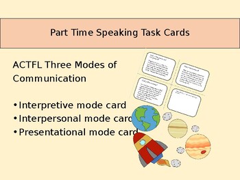 Preview of Editable Part Time Speaking Task Cards for All Levels (ACTFL Modes)