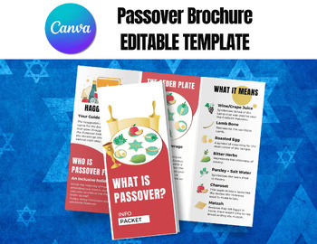 Preview of Editable Passover Trifold Brochure, CANVA TEMPLATE