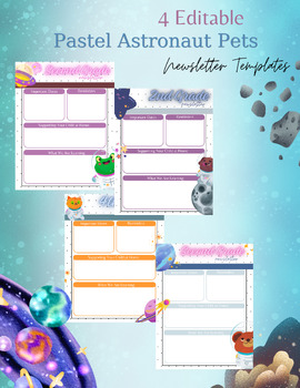 Preview of Editable Pastel Astronaut Pet Newsletter Templates