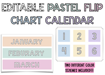 Preview of Editable Pastel Flip Chart Calendar - (Different Theme Options)