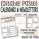 Editable Pastel Monthly & Weekly Newsletter Templates & Ca