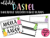 Editable Pastel Pineapple Student Name Plates