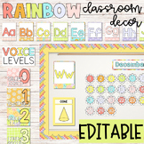 Editable Pastel Rainbow Classroom Decor Bundle! Voice Leve