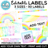 Editable Pastel Rainbow Watercolor Name Plates, Drawer Lab
