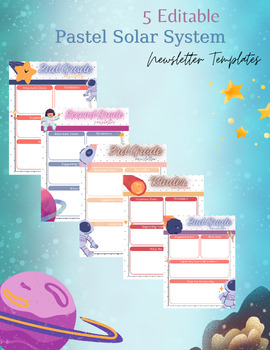 Preview of Editable Pastel Solar System Newsletter Templates