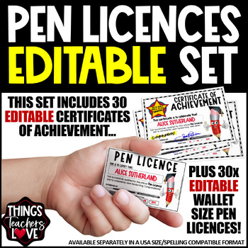 Preview of Editable Pen Licences and Certificates of Achievement Bundle Set (AUS/NZ/UK)