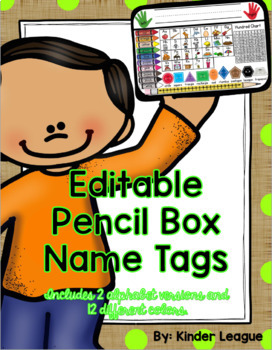 Preview of Editable Pencil Box Name Tags by Kinder League