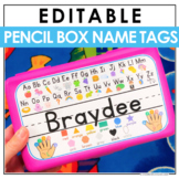 Editable Pencil Box Name Tags