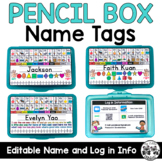 Pencil Box Name Tags | Editable Name and Log in Info